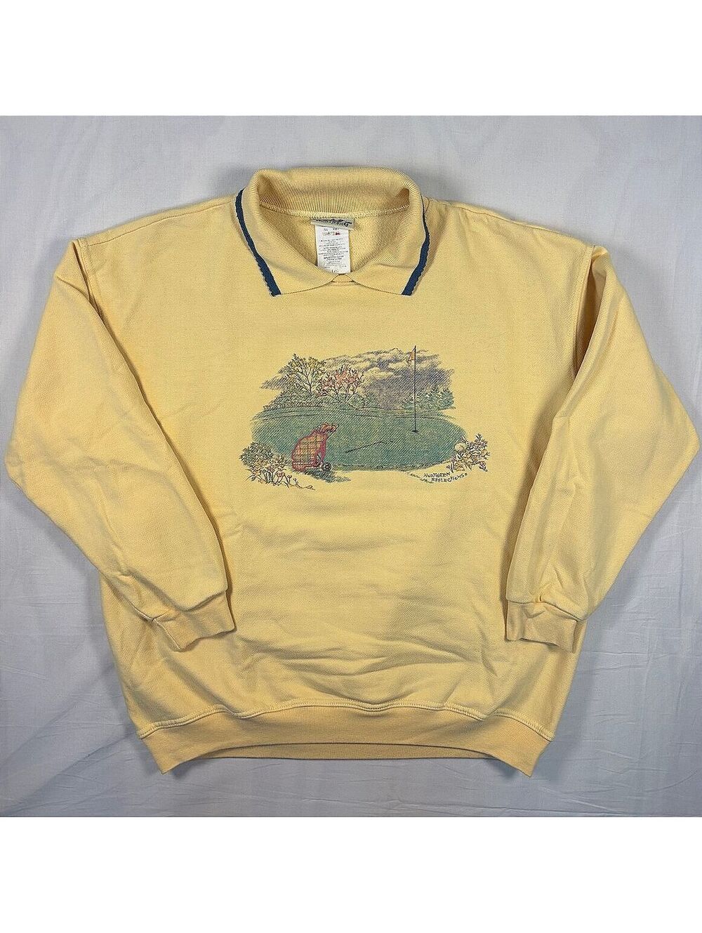 Vintage 90s Northern Reflections Golf Graphic Polo Sweatshirt Yellow Size L